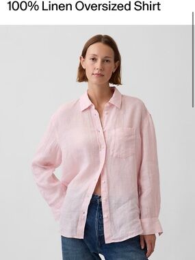 GAP Light Pink Linen Button-Down Top
